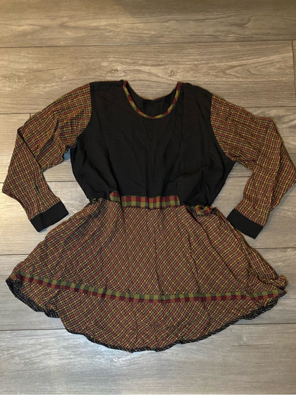 EUC True Vintage Angelheart Designs Plaid Long-Sleeve Tie-Waist Dress